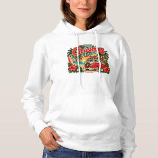 Retro Tropical Christmas Beach Vintage Holiday Hoodie