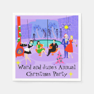 Retro Tropical Christmas Party Disposable Napkins
