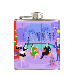 Retro Tropical Christmas Party Flask