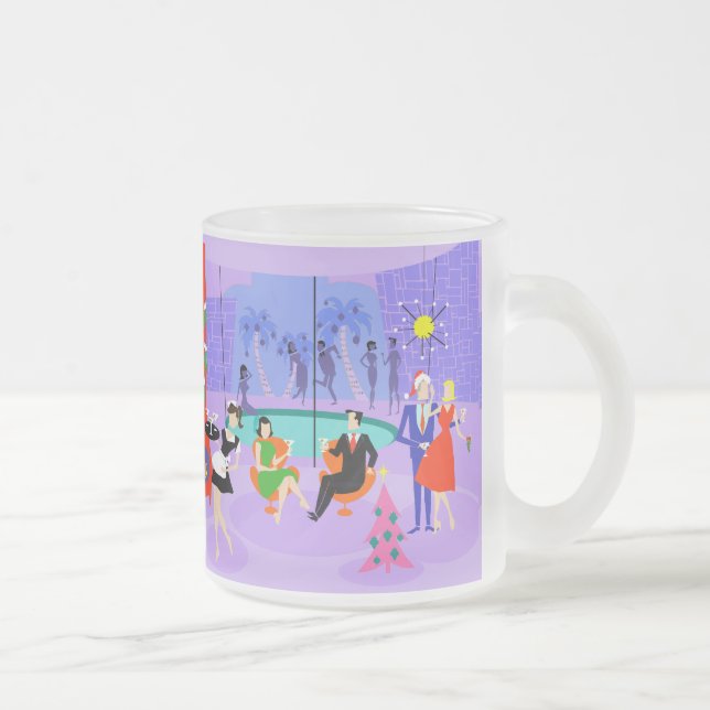 Retro Tropical Christmas Party Frosted Glass Mug (Right)
