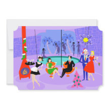 Retro Tropical Christmas Party Holiday Invitations