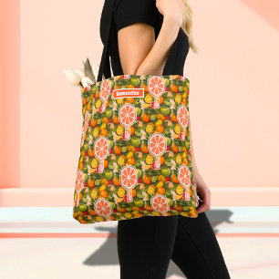 Retro Tropical Citrus Pickleball Bridal Shower Tote Bag