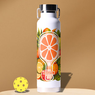 Retro Tropical Citrus Pickleball Bridal Shower Water Bottle