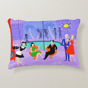 Retro Tropical Cocktail Party Accent Pillow