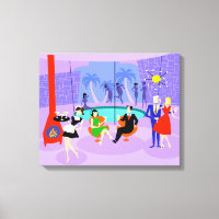 Retro Tropical Cocktail Party Canvas Print