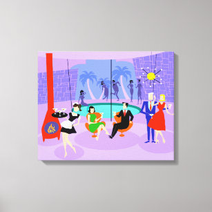 Retro Tropical Cocktail Party Canvas Print