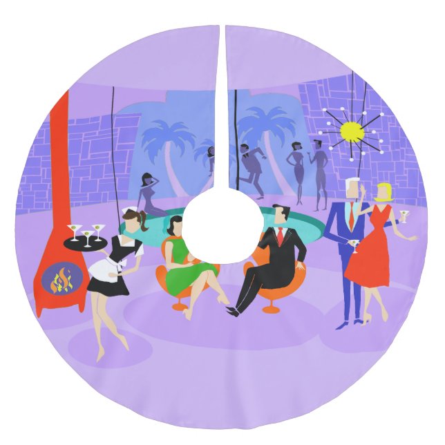 Retro Tropical Cocktail Party Christmas Tree Skirt (Front)