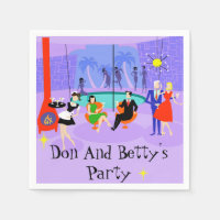 Retro Tropical Cocktail Party Disposable Napkins