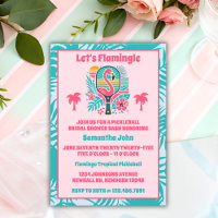 Retro Tropical Flamingo Pickleball Bridal Shower