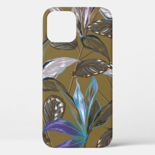 Retro Tropical forest botanical Motifs scattered r iPhone 12 Case