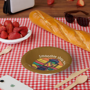 Retro Tropical Fruit Smoothie Shop Juice Bar Paper Plate