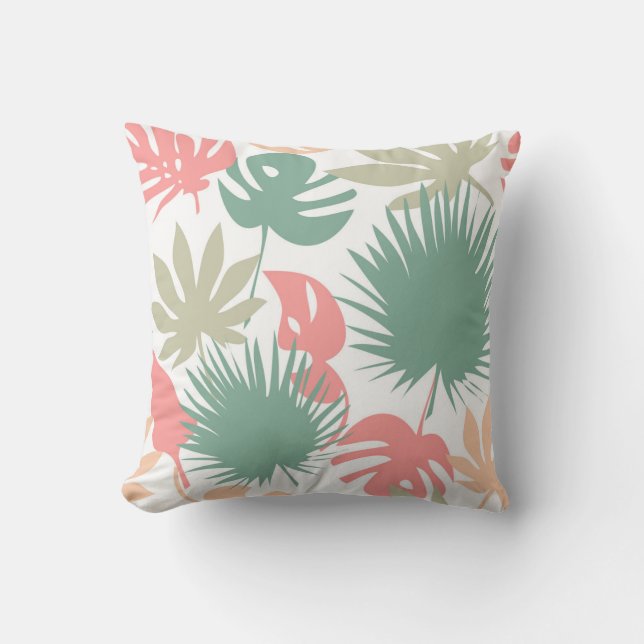 Retro, tropical, leaves cushion (Front)