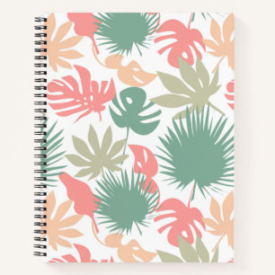 Retro, tropical, leaves notebook