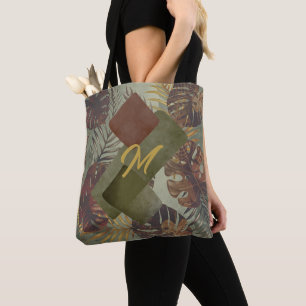 Retro tropical monstera palm leaf 70's summer  tot tote bag
