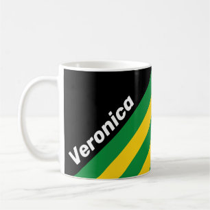 Retro Tropical Palm Stripes with Name Coffee Mug