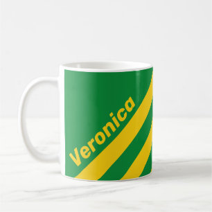 Retro Tropical Palm Three Stripes with Name Coffee Mug
