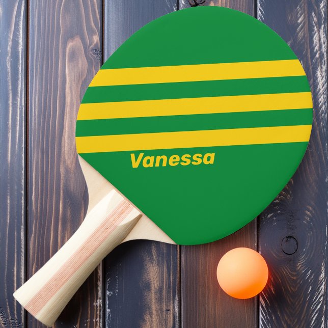 Retro Tropical Palm Three Stripes with Name Ping Pong Paddle (Creator Uploaded)