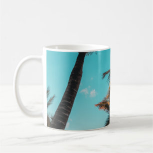 RETRO TROPICAL PALM TREE BY THE BEACH COFFEE MUG