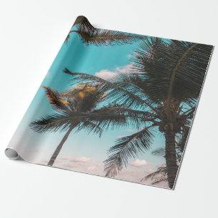 RETRO TROPICAL PALM TREE BY THE BEACH WRAPPING PAPER