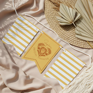 Retro Tropical Palm Tree Pickleball Bridal Shower  Bunting