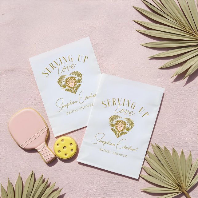 Retro Tropical Palm Tree Pickleball Bridal Shower Favour Bags (Retro Tropical Palm Tree Pickleball Bridal Shower Favor Bag)