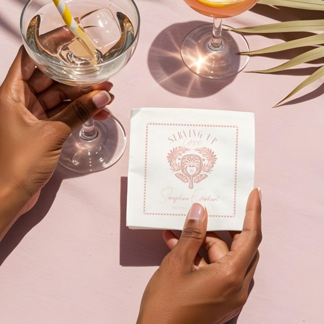 Retro Tropical Palm Tree Pickleball Bridal Shower  Foil Napkins (Retro Tropical Palm Tree Pickleball Bridal Shower Foil Napkins)