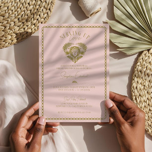 Retro Tropical Palm Tree Pickleball Bridal Shower Invitation