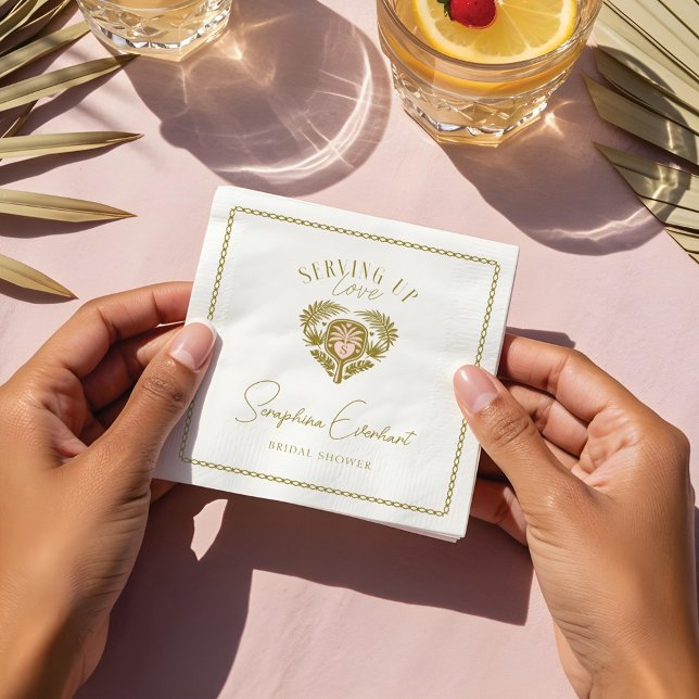 Retro Tropical Palm Tree Pickleball Bridal Shower Napkin (Retro Tropical Palm Tree Pickleball Bridal Shower Napkins)