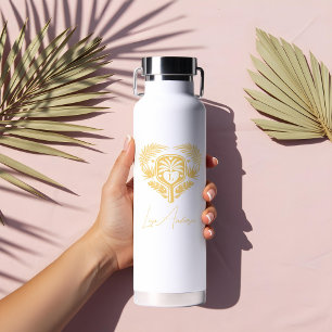 Retro Tropical Palm Tree Pickleball Bridal Shower Water Bottle