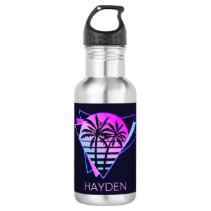 Retro Tropical Palm Trees Geometric Personalised 532 Ml Water Bottle