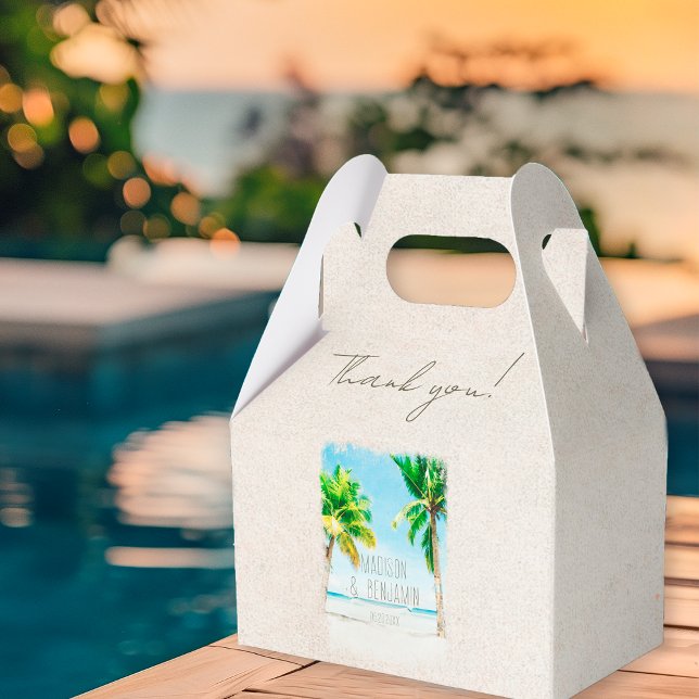Retro Tropical Pam Tree Wedding Thank You Gift Box (Creator Uploaded)