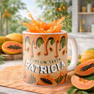 Retro Tropical Party Papaya Fruit Theme Custom Coffee Mug