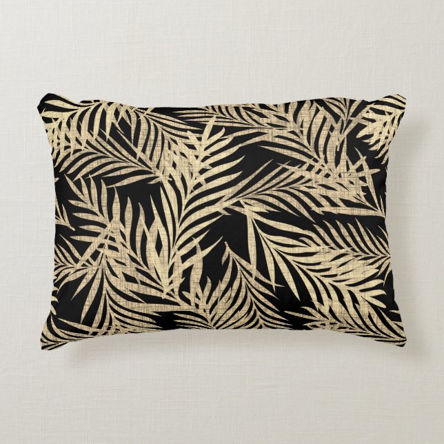 Retro tropical pattern of palm leaf. decorative cushion (Front)