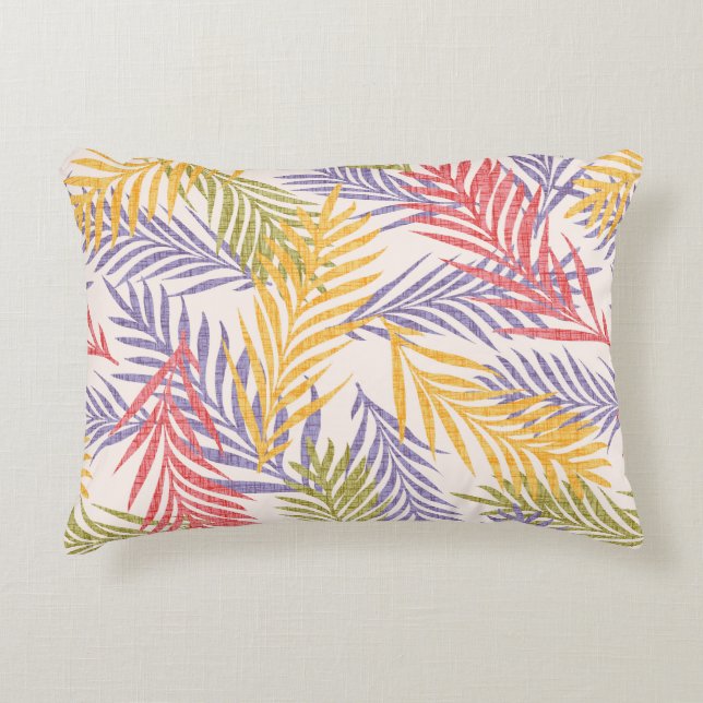 Retro tropical pattern of palm leaf. decorative cushion (Front)