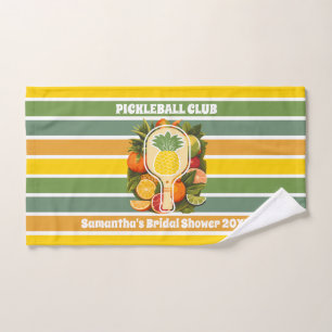 Retro Tropical Pickleball Club Bridal Shower Hand Towel