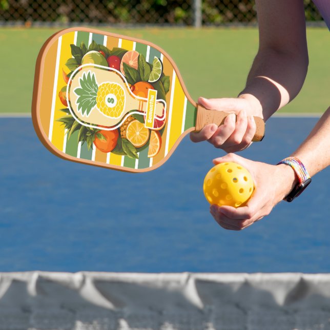 Retro Tropical Pineapple Pickleball Bridal Shower Paddle (Insitu)