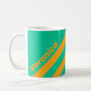 Retro Tropical Punch Stripes with Name Coffee Mug