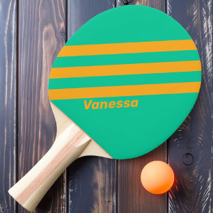 Retro Tropical Punch Stripes with Name Ping Pong Paddle