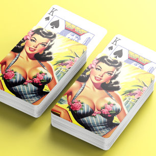 Retro Tropical Summer Pin up Playing Cards