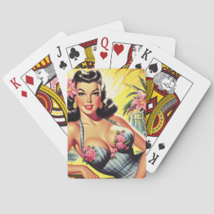 Retro Tropical Summer Pin up Playing Cards