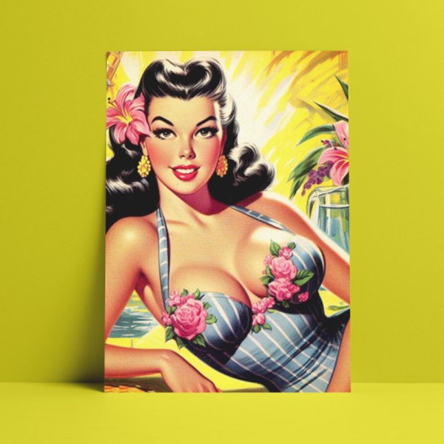 Retro Tropical Summer Pin up Postcard (Creator Uploaded)