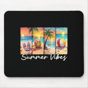Retro Tropical Summer Sunset Beach Palms Summer Mouse Mat