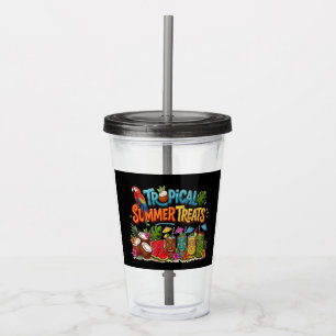 Retro Tropical Summer Treats Tiki Bar Acrylic Tumbler