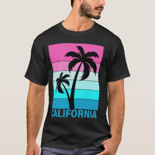 Retro Tropical Sunset Beach Summer Vacation CA Cal T-Shirt