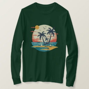 Retro Tropical Sunset Island Graphic T-Shirt