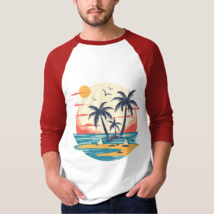Retro Tropical Sunset Island Graphic T-Shirt