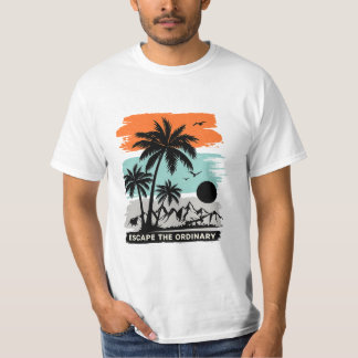 Retro Tropical Sunset Palm Tree T-Shirt – Minimal 