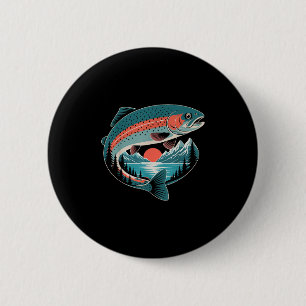 Retro Trout Fishing Nature Lover Mountain Lake Gif 6 Cm Round Badge