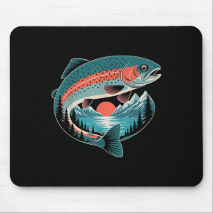 Retro Trout Fishing Nature Lover Mountain Lake Gif Mouse Mat