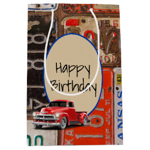 Retro Truck and Old License Plates Medium Gift Bag